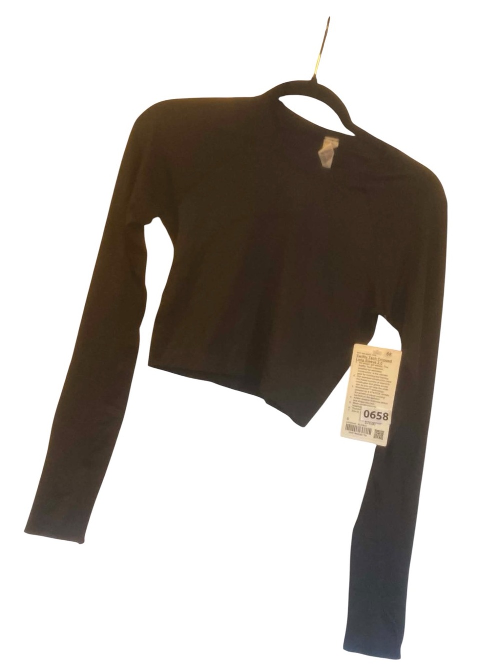 NWT Lululemon Swiftly Tech Cropped Long Sleeve 2.0 BLACK Size 6
